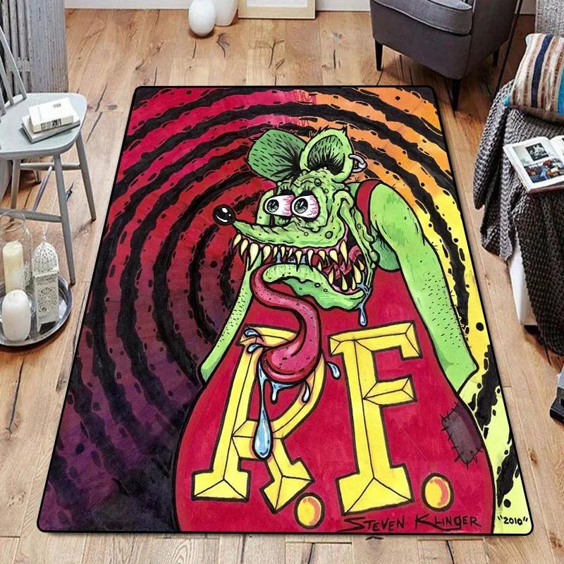 Funny Room Rugs Foot Carpets R-Rat Fink Entrance Doormat Kawaii Rug Floor Mats Bath Mat Kitchen Hallway Carpet Home Decor