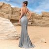 Women Sleeveless Deep V Neck Slim Fit Long Evening Dress