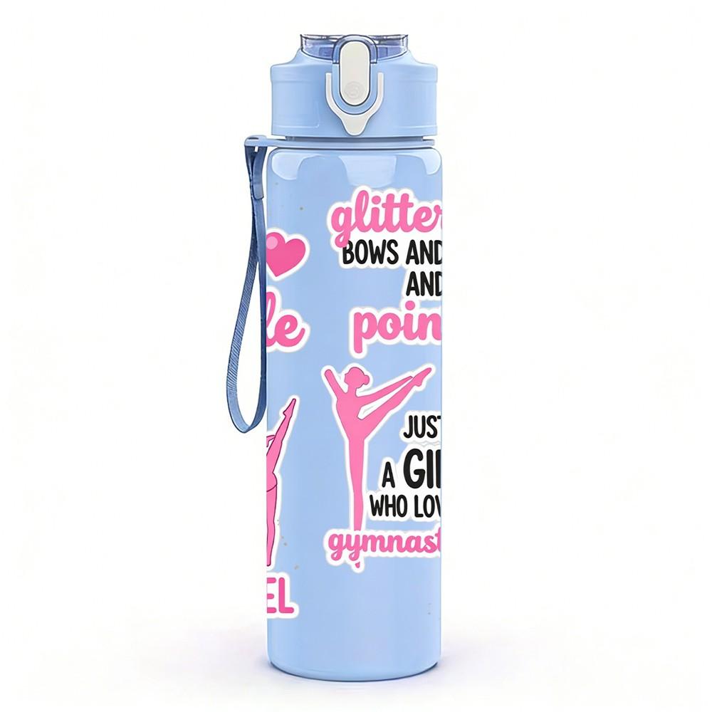 1PC Hustle Girl Power Feminist Quote Art 750ml Color Plastic Sports Water Bottle Leakproof Flip Straw Lid Suitable for Sports Office Home Use