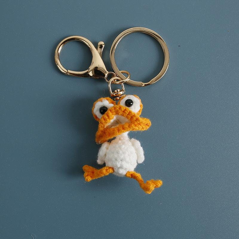 Cute Glasses Chick Crochet Keychains Knitting Cartoon Chick Doll Keyrings For Bag Pendant Knitted Funny Duck Keyrings Wholesale