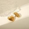Gold Color Stainless Steel Love Charm Texture Earrings For Women Big Peach Pierce Stud