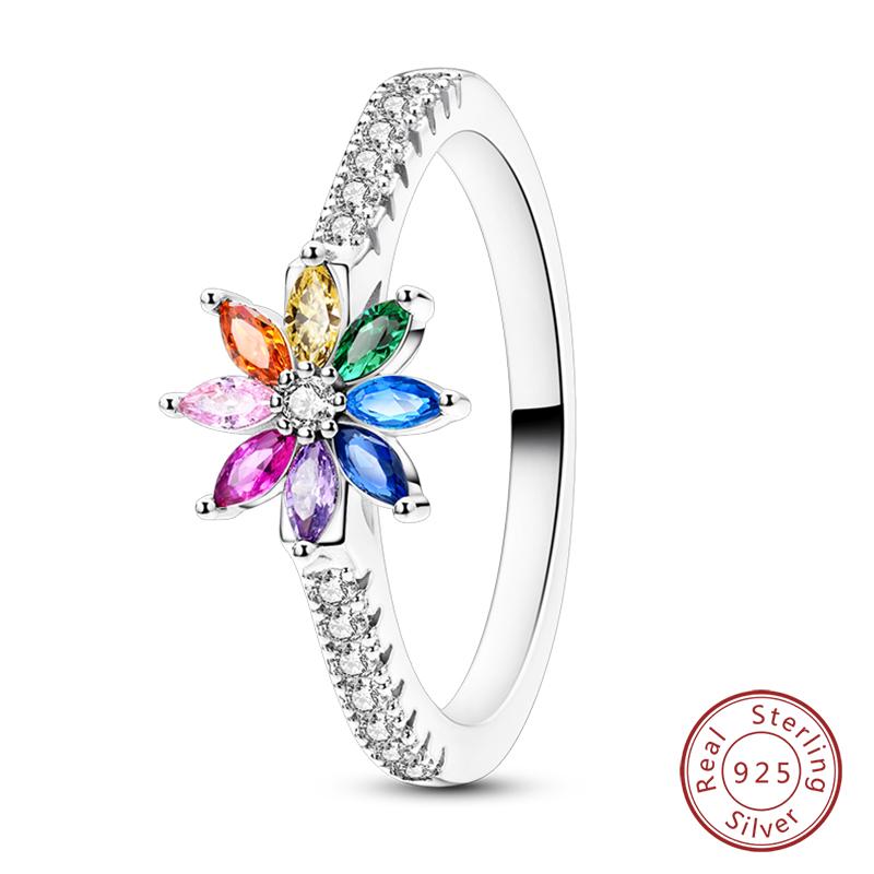 Popular Glow In The Dark Rings For Women 925 Silver Star Moon Sun Rings Sparkling Cubic Zircon Exquisite Jewelry Gifts