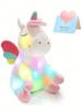 9.8'' Light Up Unicorn Stuffed Animal Soft Plush Toys With Colorful LED Night Light Soft And Cute Unicorn Stuffed Animal Glowing ,Without Batteries,