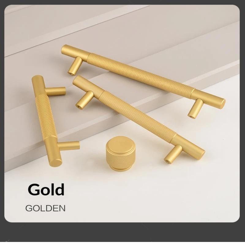 Nordic Wardrobe Handles–Gold Copper & Black Drawer Knobs Extended American-Style Aluminum Alloy Cabinet Pulls Furniture Hardware