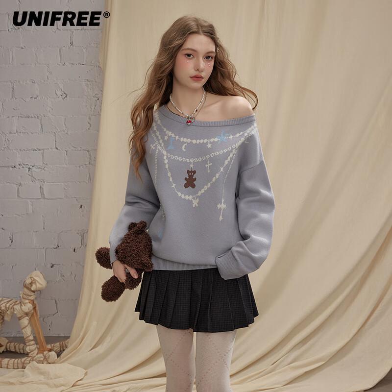 

UNIFREE Chain Print One-Shoulder Knitted Sweater M