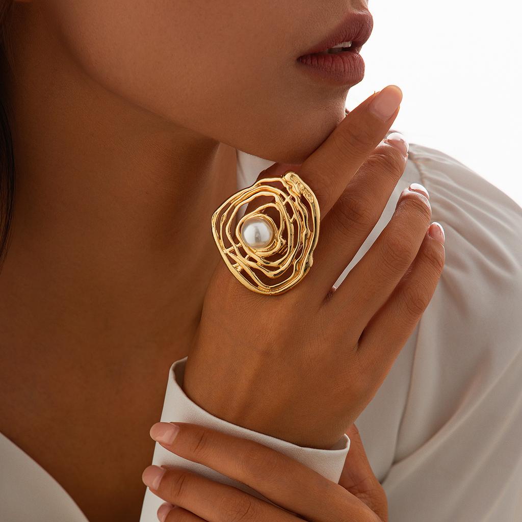 Ingemark 27 Styles Unique Exaggerated Big Flower Starfish Moon Rings Women Punk Geometric Adjustable Finger Ring Grunge Jewelry