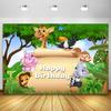 Junge Mädchen 1. Geburtstag Banner Dekor Kulisse Babyparty Safari Party Dschungeltier Vinyl Foto Hintergrund Fotografie Requisiten
