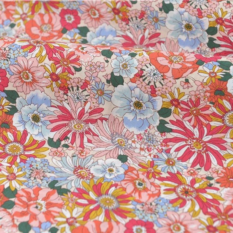 Classics Pastoral Floral Poplin Cotton Fabric DIY Children's Wear Cloth Make Bedding Quilt Decoration Home Sewing Cloth