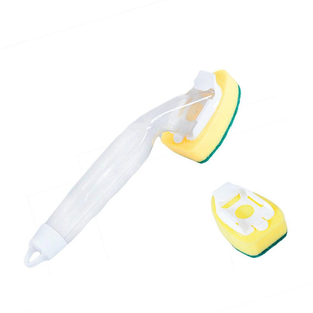Soap Dispensing Dish Cleaning Brush Set With 1 Dish Washing Handle 9 Sponge Replacement Head Kitchen Sink Scrubber Cleaning Tool