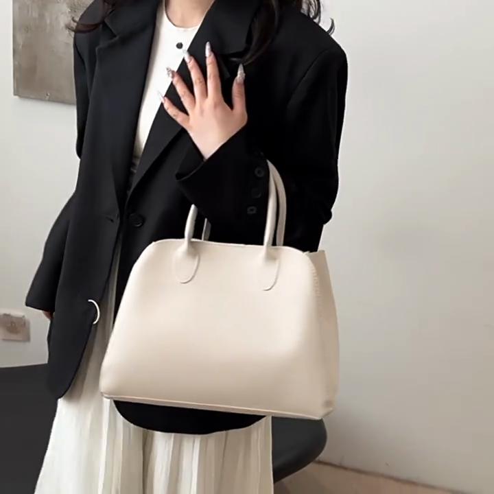 Red Color Large Size Women Handbags Retro Pure Color Shoulder Shopper Tote Bag Luxury Designer Handbags