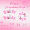 24 uñas postizas con punta francesa, diseño de corazón rosa brillante, uñas artificiales cortas para fiestas de San Valentín.