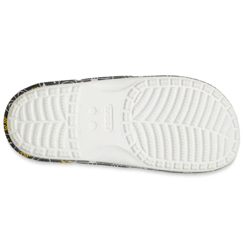 Smiley X Crocs Classic Outdoor Flat Heel Slippers Black and Yellow Unisex