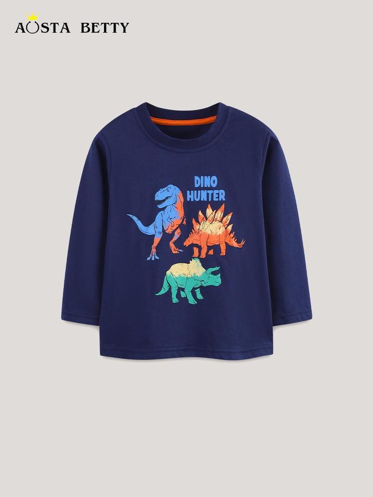 European Fashion Dinosaur Print Boys' Long-Sleeve T-Shirt - Autumn Arrival