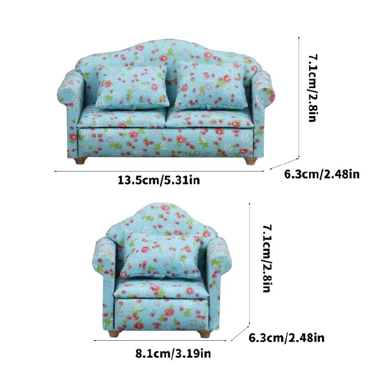 Miniature Double Sofa Armchair Model for 1/12 Dollhouses Accessories Enhancing Miniature Living Room And Bedroom Decors
