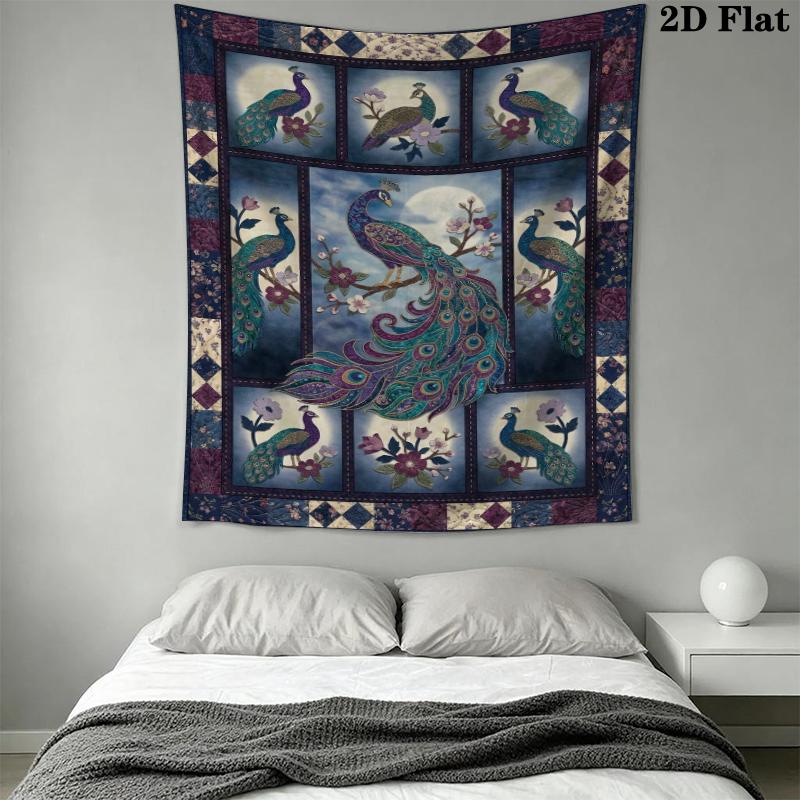 Peacock Wall Tapestry Aesthetic Wall Hanging Printed Fabric Blanket Decorative Tapestries for Bedroom Living Room Home Decor