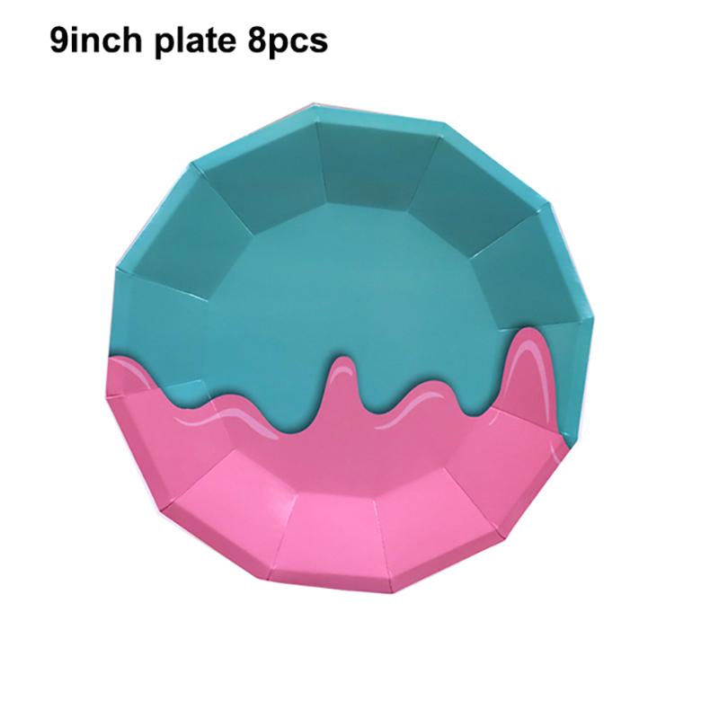 Ice Cream Birthday Party Decoration Kids Toy Baby Shower Disposable Tableware Paper Plates Cups Balloons Flag Party Supplies