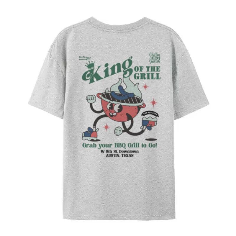 

Retro Cartoon Grill Graphic Tees Hippie Funny BBQ Lover TShirt Oversized Streetwear Tops Cute Foodie Shirt Women Unisex Clothing S