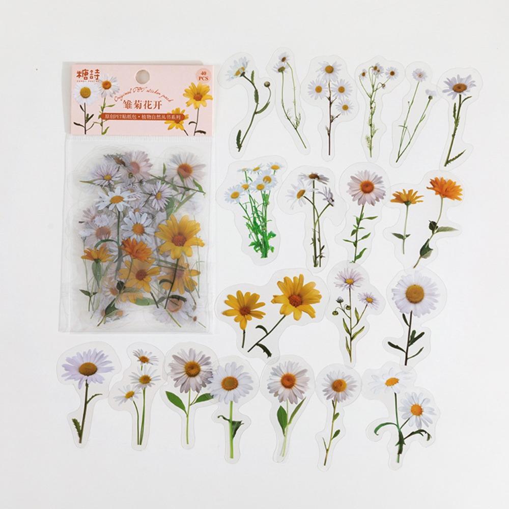 Transparent Glassware Bottle Shape/Flowers Stickers Decorative Decals Paper Scrapbooking Embellishment Supplies Bookmark  DIY Art Craft