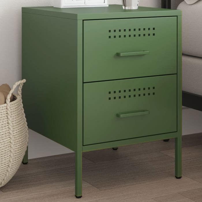 VidaXL Olive Green Bedside Table 36x39x50.5 Cm Steel 842930