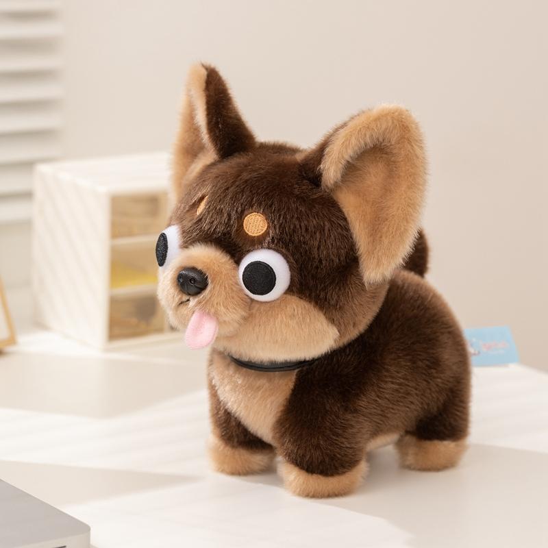 Cartoon Chihuahua Plush DollBig Eyes Stick Out Tongue Multiple Postures Dog Animal Stuffed Toy Birthday Gift for Baby Friends