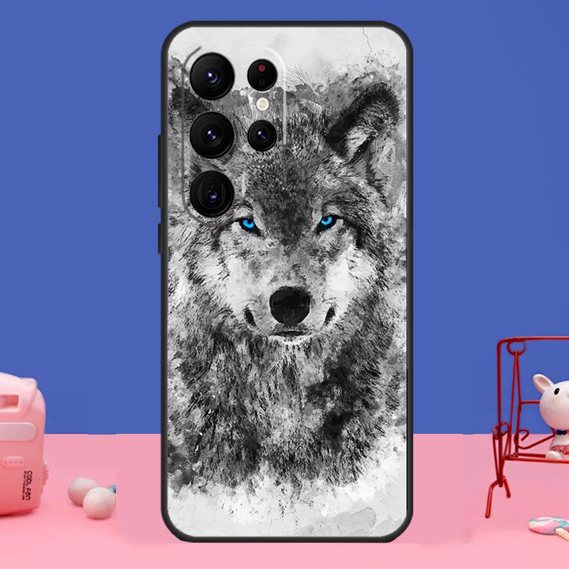 Custodia artistica Wolf Howls per Samsung Galaxy S24 Ultra S23 S22 S21 S20 FE Note 20 S8 S9 S10 Note 10 Plus