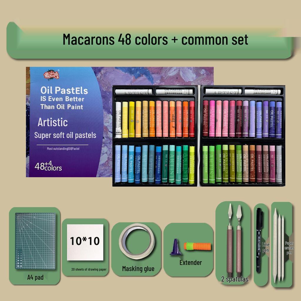 48-Color Super Soft Oil Pastels Set with Scraper - Child's Painting Kit