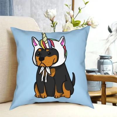 Zabawny Jednorożec Rottweiler Pies Kwadratowa Poszewka na Poduszkę Poduszka Dekoracyjna Poszewki na Poduszki