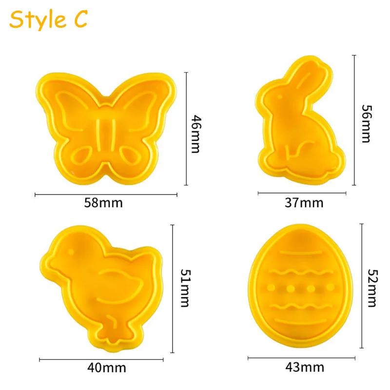 9Pcs Easter Bunny Cookie Cutters Jar Sauce Chocolate Stamp Mold Rabbit Egg Biscuit Fondant Embosser Mold Cake Decor Baking Tools