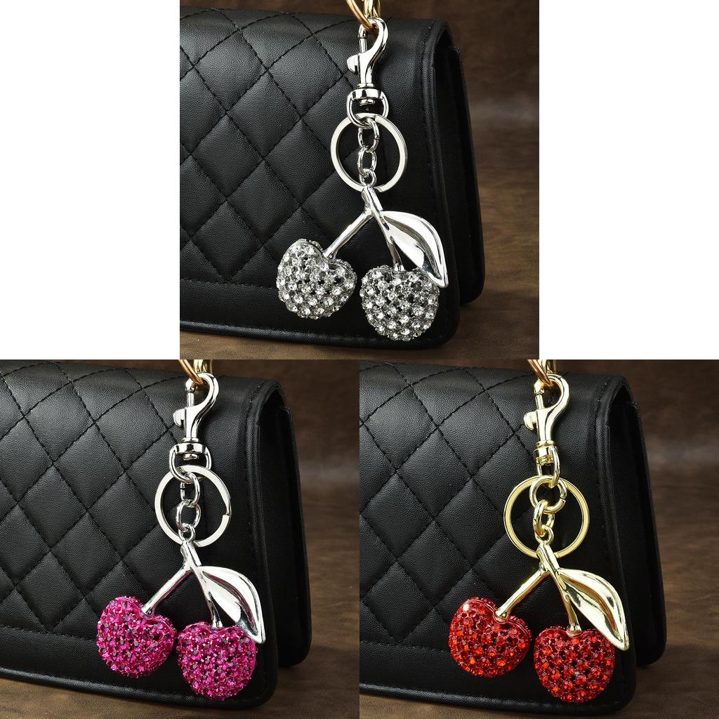 Cherry Keychain Jewelry Gift For Women With Diamond Embellishments For Fashion Accessories