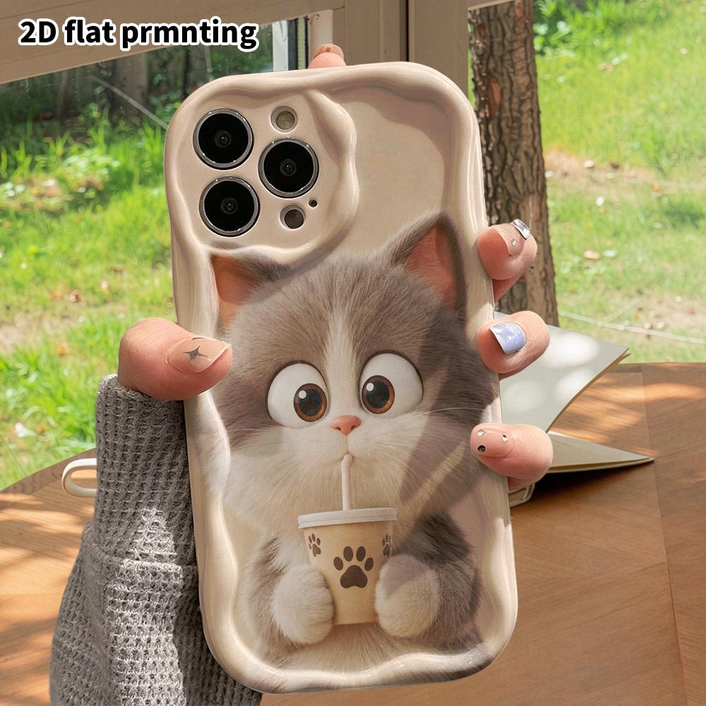 Phone Case: 2D Flat Design Suitable for iPhone 18 17 16 15 14 13 Pro Protective Case, Plush Little Cat, Perfect Christmas and Halloween Holiday Gift