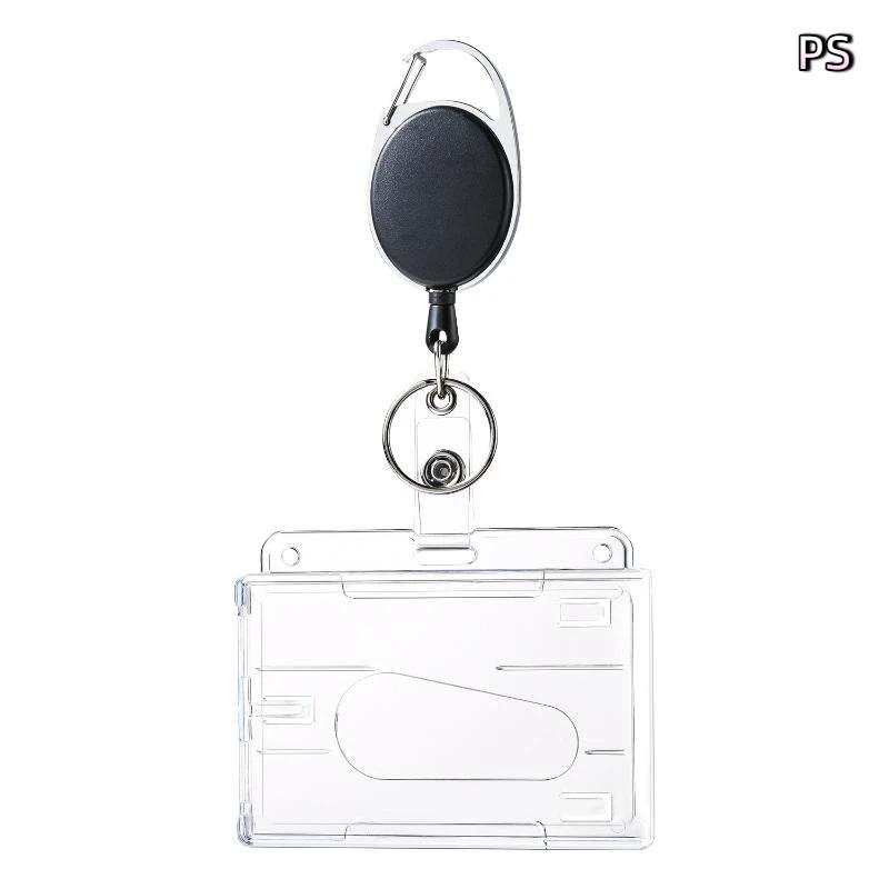 Transparent Card Slots Id Badge Holder Id Pendant Badge Reel Storage Organizer Employee Pass Work Card Case