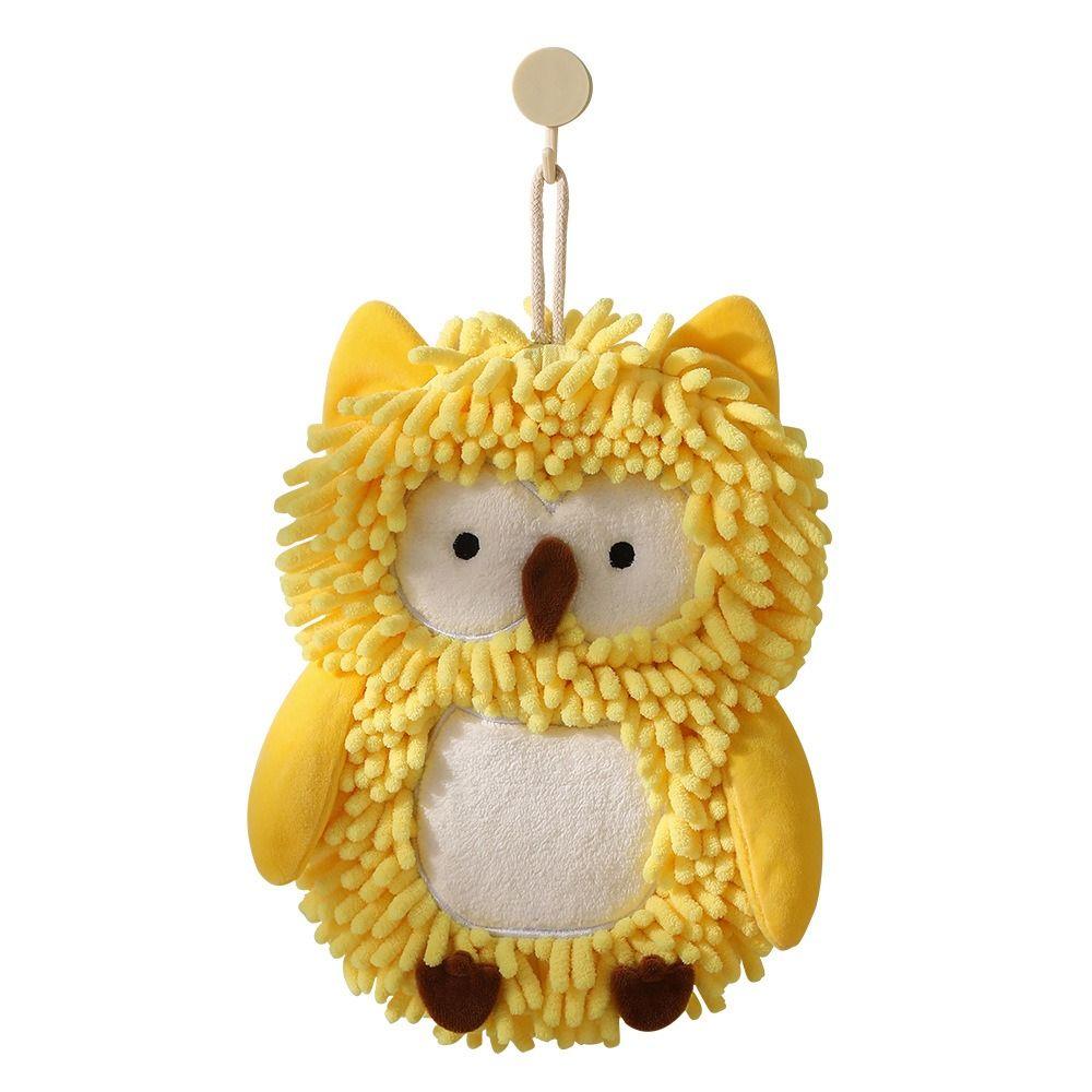 New Soft Owl Chenille Hand Towel Hanging Fluffy Chenille Towel Owl Design Super Absorbent Funny Hand Towel