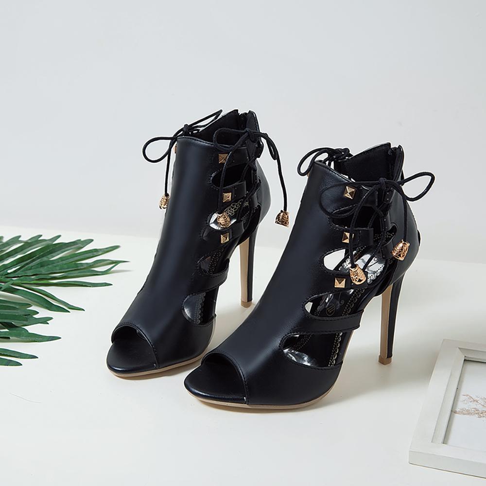 

2026 Summer Elegant Red Women Sandals 10cm High Stiletto Heel Office Lady Dress Shoes Large Plus Size 13 43 47 50 39 чорний