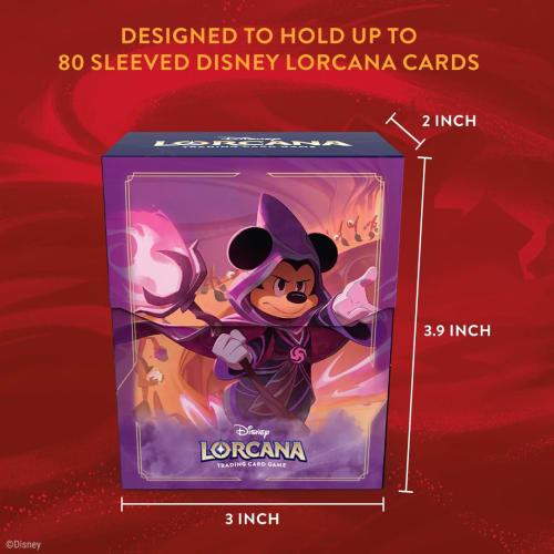 Ravensburger Disney Lorcania TCG Deck Box with Mickey Mouse - The Wayward Magician | Securely Stores 80 Sleeved Cards | Durable Portable Organizer for