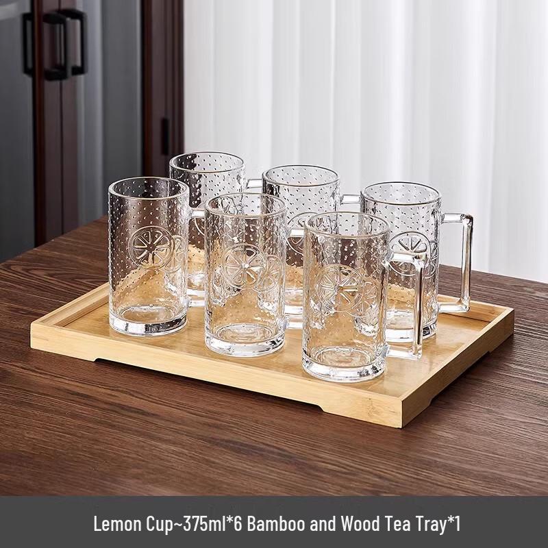 Haofeng Glass Drinkware Set with Bamboo Tray