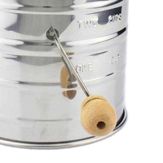 Flour Sifter Semi-automatic Handheld Hand-crank Sieve Stainless Steel Graduated Inclined Mouth Flour Sieve Kitchen Gadget