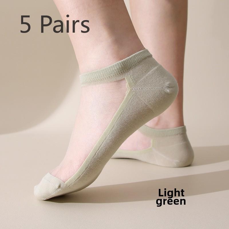 5 Pairs Socks Women Spring and Summer Crystal Stockings Boneless Breathable Crystal Stockings Invisible Socks