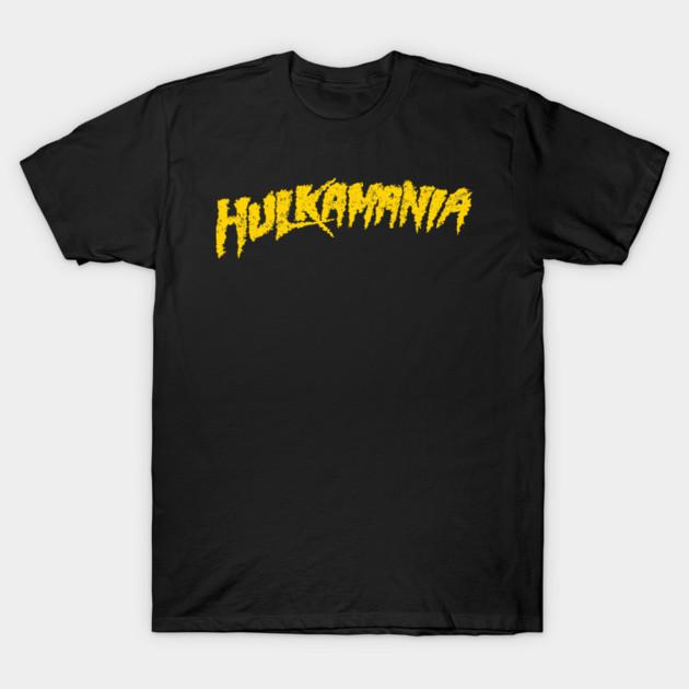 I like ts Heren Zwart Print T-shirt Hulkamania Geel Retro Vintage Geen-Knippen Transferpapier Print Katoenen T-shirt L