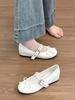 Retro bow inner height increase shallow mouth ballet single shoes women's one-word buckle with Mary Jane shoes
