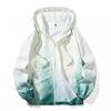 Men's Hooded Ice Silk Cooling Jacket - Chinese Style Print, Lightweight & Breathable Sun Protection