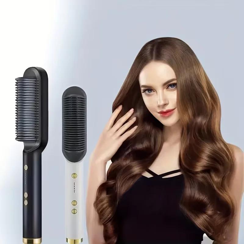 LCD straightening comb,dual-useforstraighteningandcurlinghair,fringe styling,scalpmassager,flat iron,lazy straightening comb