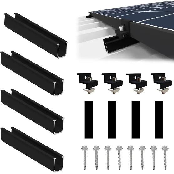 1set Solar Panel Mounting Brackets 12cm Rails Mid End Clamp PV Fixing For Metal Roof Motorhome Caravan RV Accessories