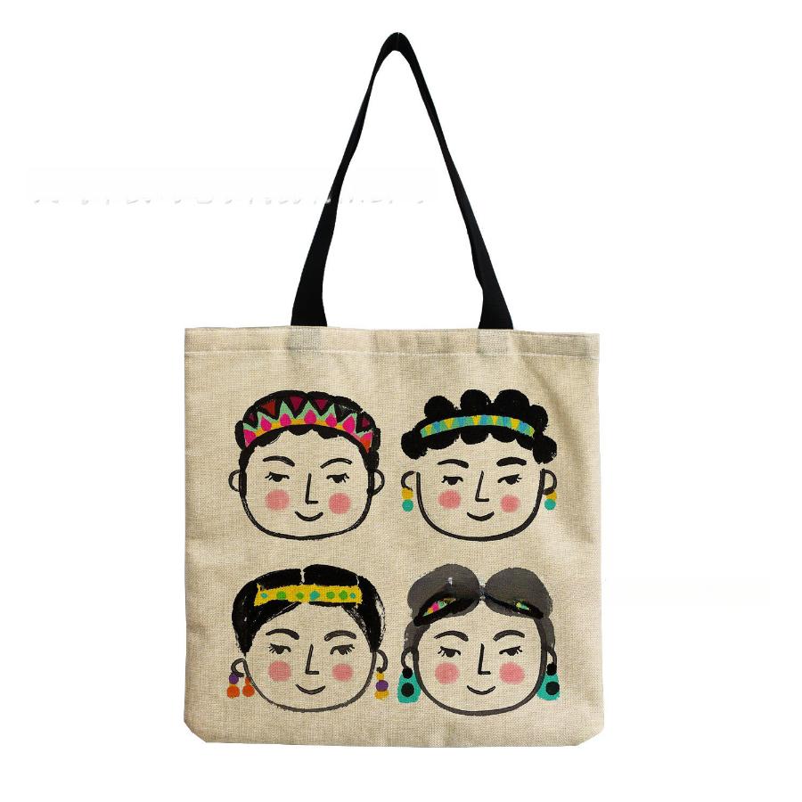 Borsa Tote Vintage in Lino da Donna - Borsa a Spalla Stampata di Grande Capacità per Uso Quotidiano e Spesa KTB