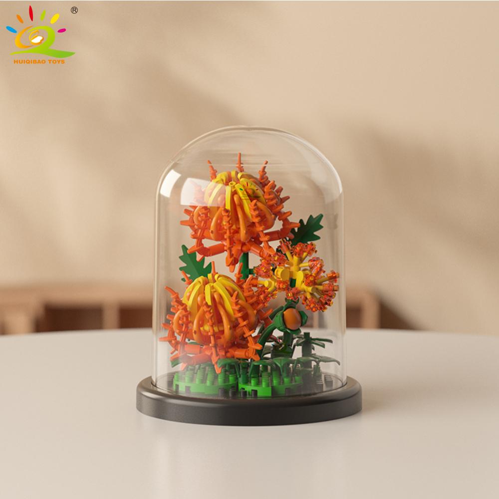 Non-Toxic Moc Eternal Bouquet Display Box Micro Building Block Flower Model Diy Home Desk Plant Decoration Brick Toy For Children