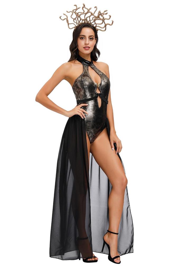 Medusa Costume - Snake-Haired Gorgon Role-Play Outfit for Halloween and Stage Performance.