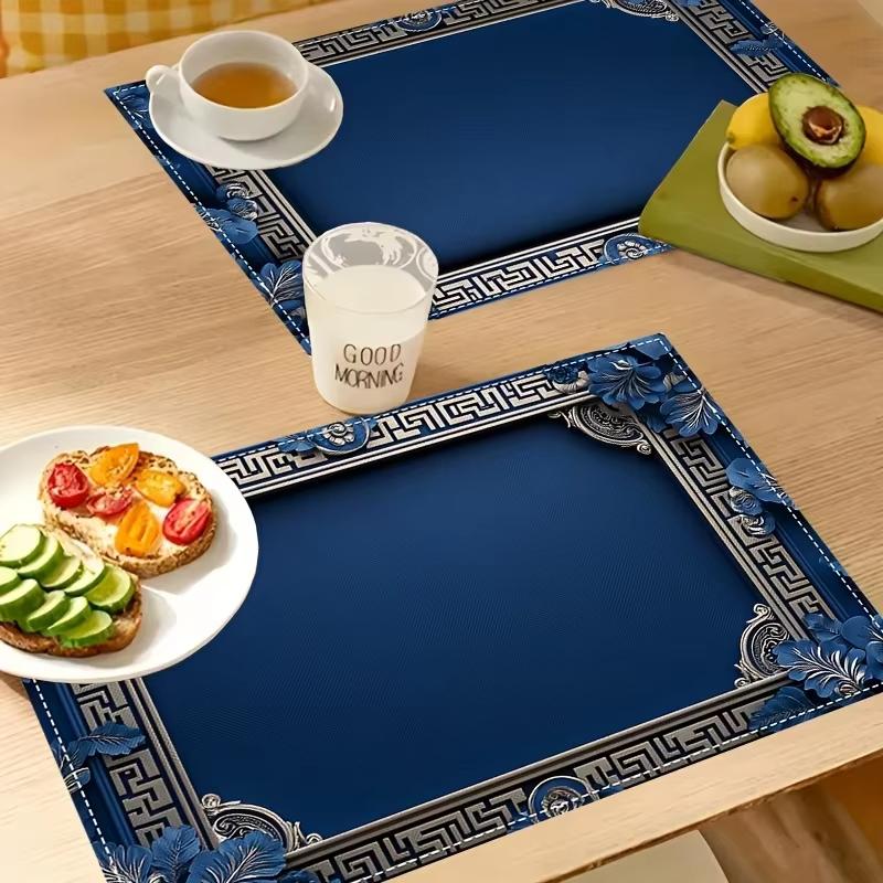 4 Peças Azul Profundo Luxo Leve Jogos Americanos Estilo Moderno e Simples Decoração de Casa Jogos Americanos Decoração de Mesa