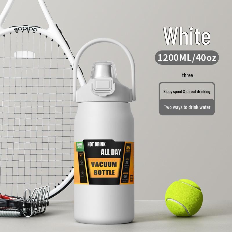 304 Stainless Steel Large Capacity Vacuum Insulated Sports Bottle with Handle and Dual Drink Lids for Outdoor Activities