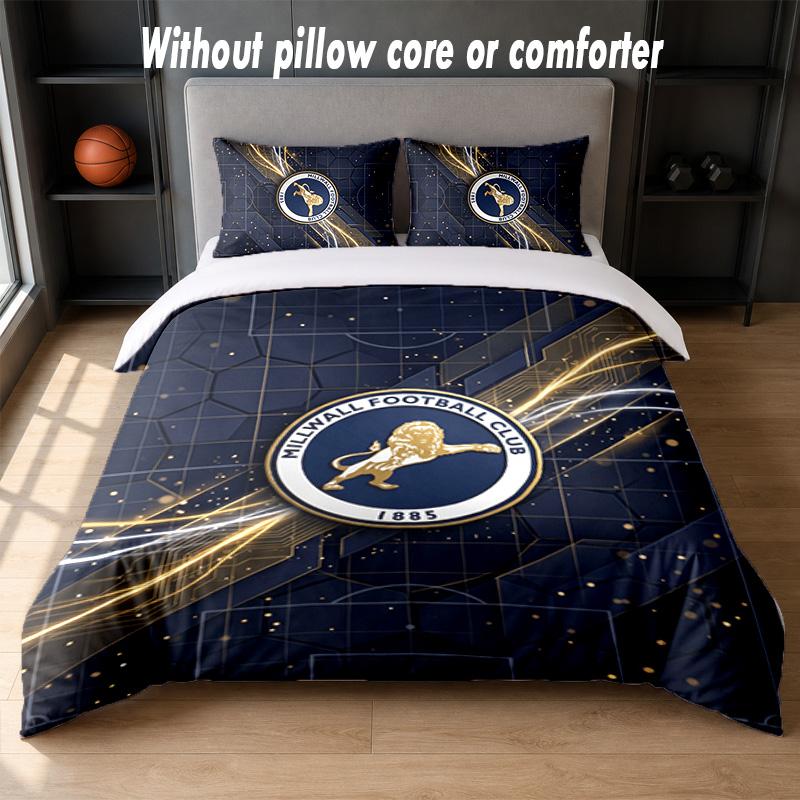 Millwall Football Design Bed Bedding Set 1 Duvet Cover + 2 Pillowcases Soft Breathable Household Bed Linens
