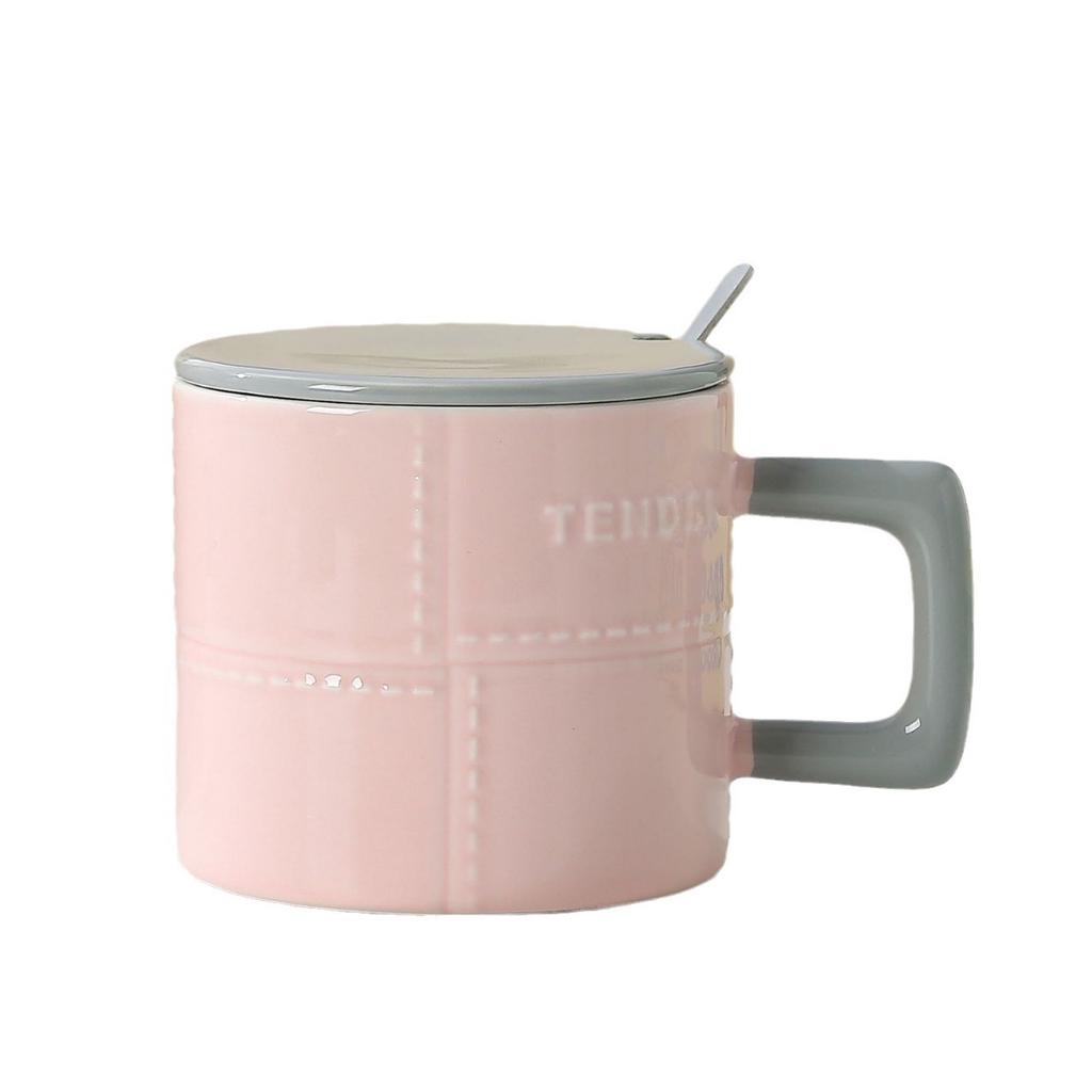 Creative and Simple Mugs Macaron Color Blocking Ceramic Cups High Appearance Level  InS Style Couple Coffee Cups and Souvenir Cups