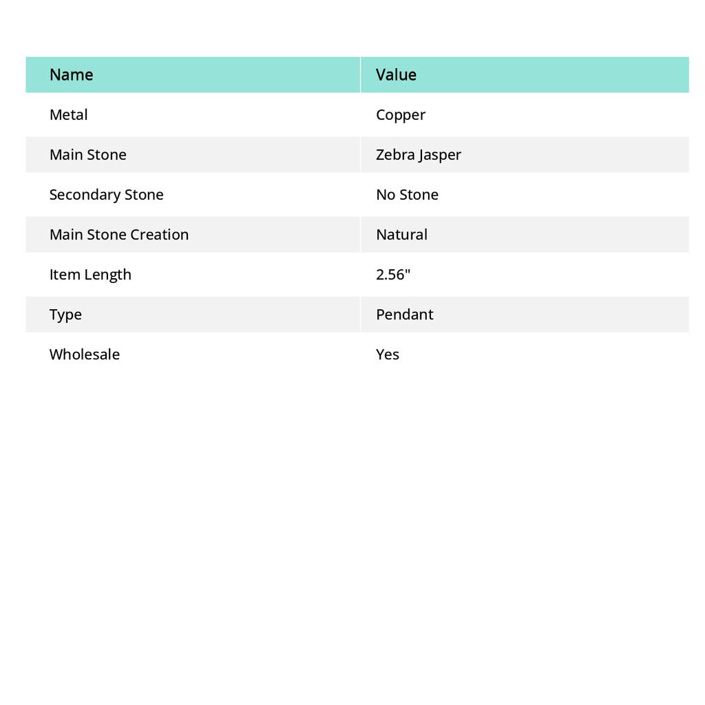 Natural Zebra Jasper Gemstone Copper Wire Wrap Gift Jewelry Pendant 2.56" i7F96